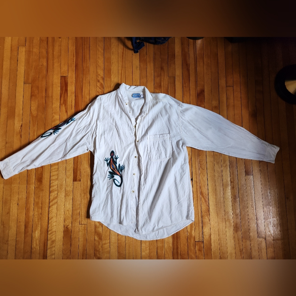 Vintage faded gear button up shirt, size xl